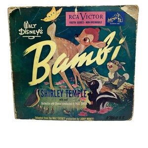 * vintage record set is "Walt Disney's Bambi as told by Shirley Temple," release